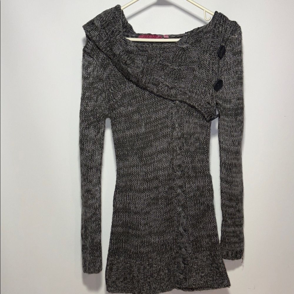 Derek Heart Charcoal Cowl Neck Sweater